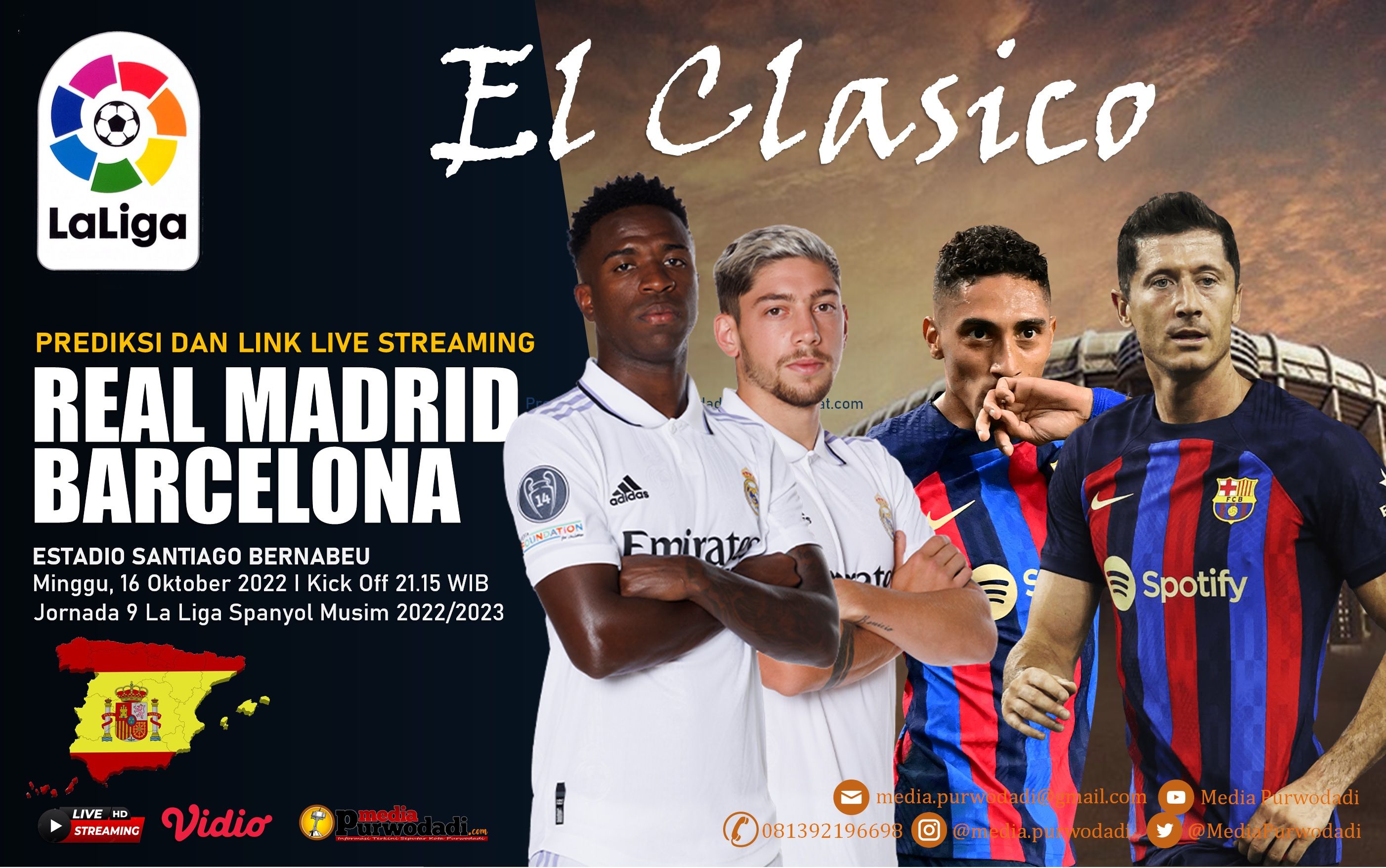 Real Madrid vs Barcelona: Prediksi, Statistik, Head to Head, Susunan Pemain Hingga Link Live Streaming.