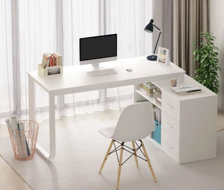 Desain meja kerja berbentuk L/Home Designing