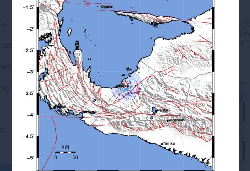 Gempa hari ini terjadi di Papua, tepatnya di Nabire.