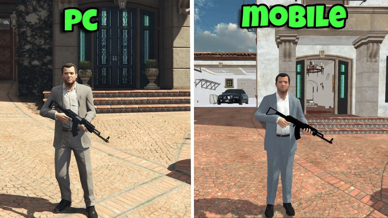 Ilustrasi perbedaan GTA 5 di PC dan Android 
