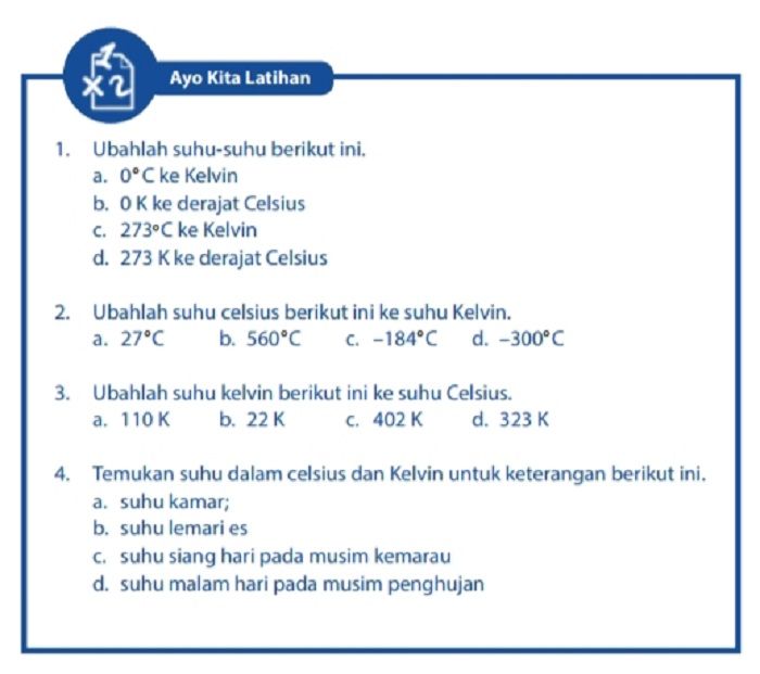 Penjelasan Dan Kunci Jawaban Ipa Kelas 7 Halaman 143 Ubahlah Suhu Celcius Berikut Ini Ke Suhu 4832