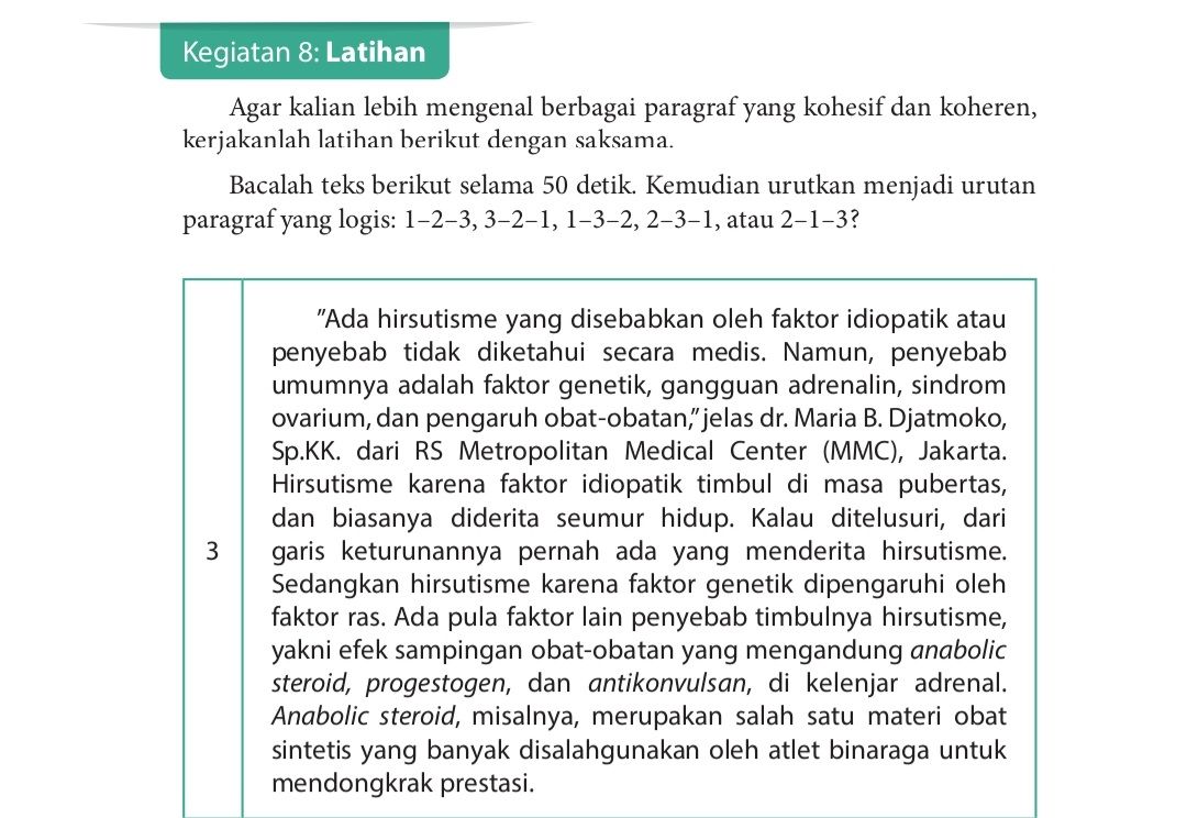 Kunci jawaban Bahasa Indonesia kelas 9 SMP halaman 135 136 Buku Paket, Kegiatan 8 Latihan.*