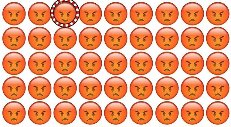 Jawaban tes IQ untuk menemukan emoji berbeda pada gambar. 
