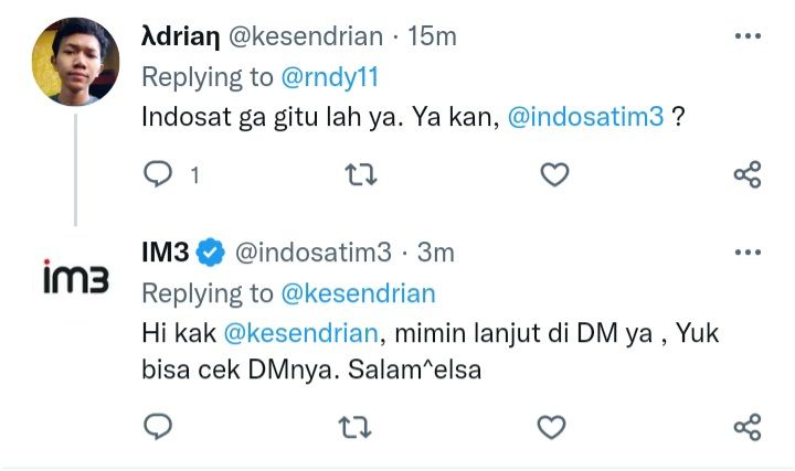 Balasan tweet akun @indosatim3