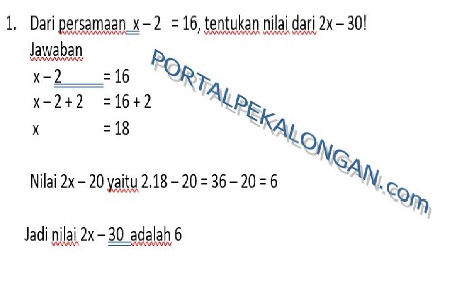 15 Contoh Soal Tes Sumatif Gasal Matematika Kelas 7 SMP MTs: PLSV ...