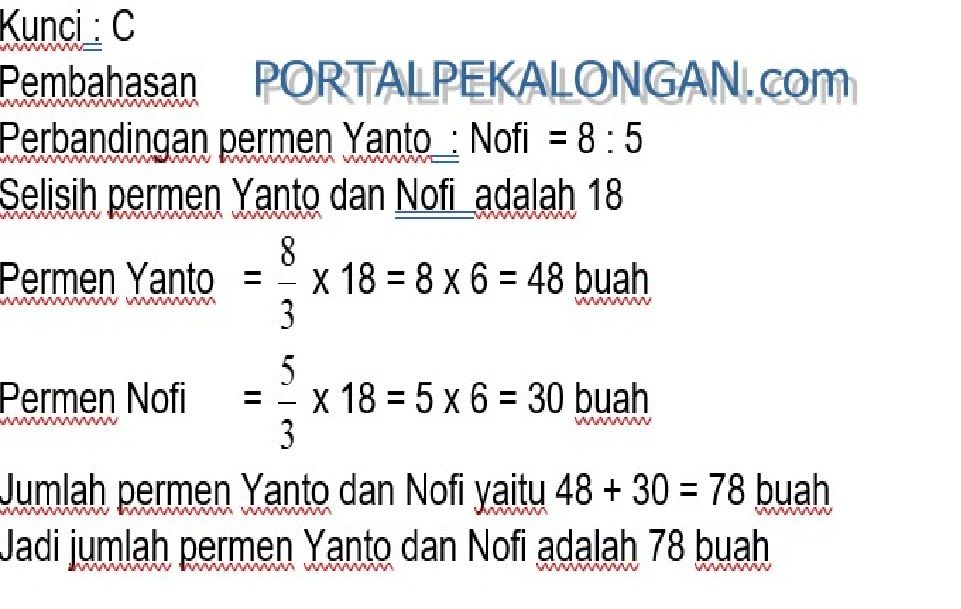 Latihan Soal Tes Sumatif Matematika Kelas 7 SMP MTs: Perbandingan ...