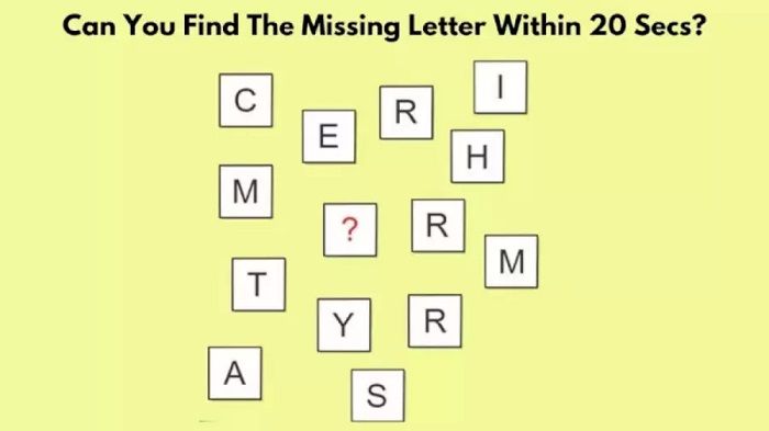 Tes Iq Temukan Huruf Yang Hilang Dalam 20 Detik Jika Berhasil Anda