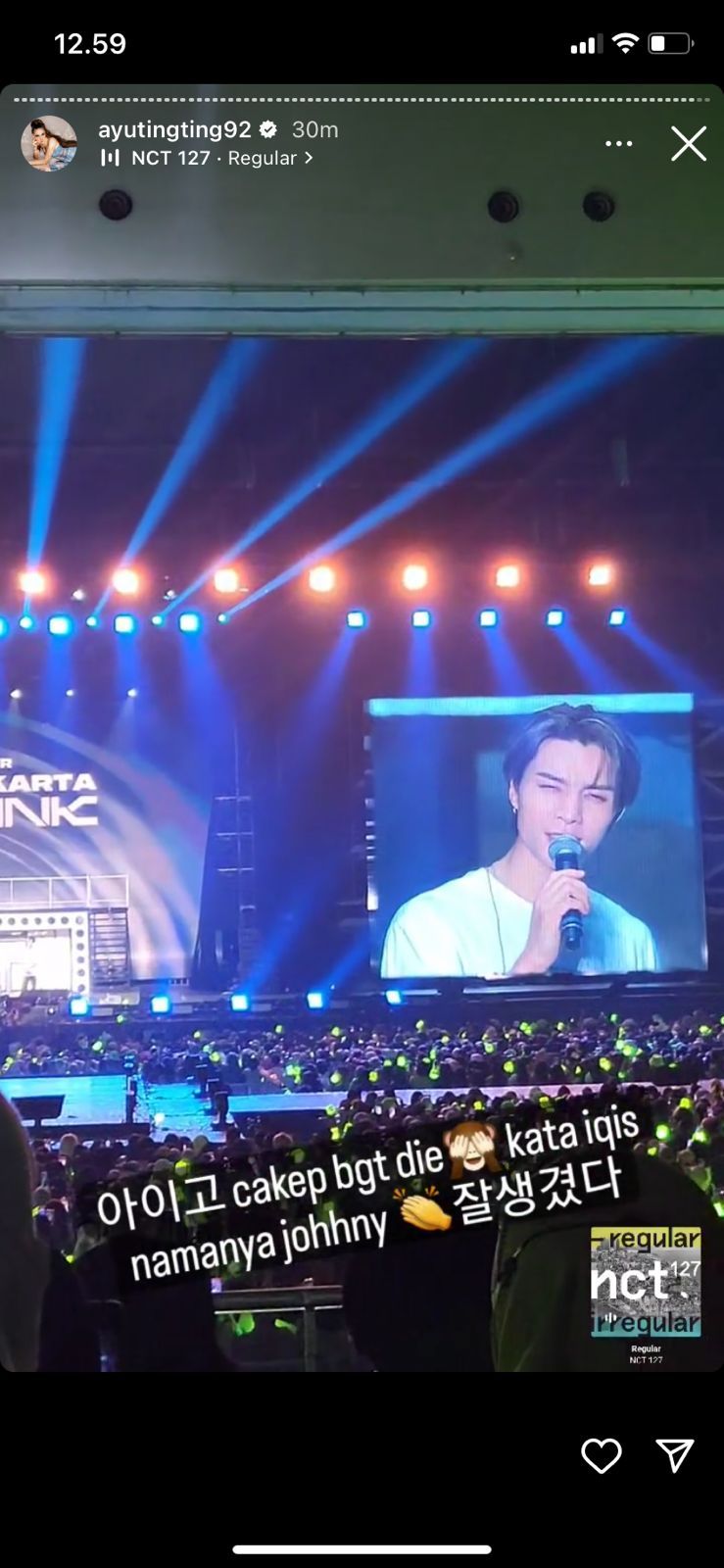 Ayu Ting Ting memuji visual Johnny Suh saat ia menemani sang anak menonton konser NCT 127 2ND TOUR NEO CITY: JAKARTA THE LINK.*