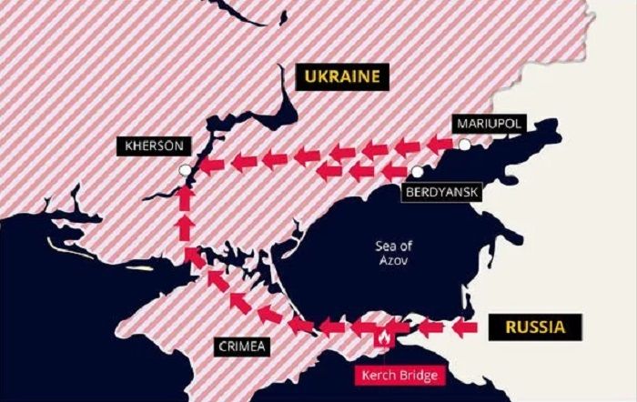 Peta pertempuran Rusida dan Ukraina di Kherson.*  