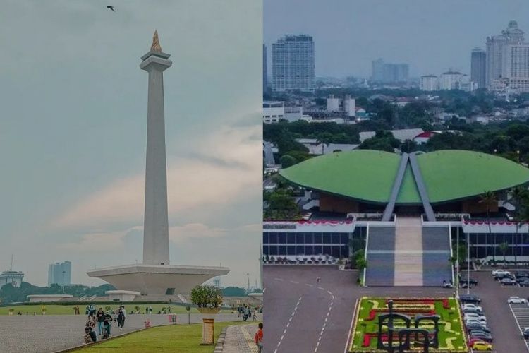 Ilustrasi, Tugu Monumen Nasional (Monas) dan gedung DPR RI. Berikut jadwal shalat untuk Jakarta dan sekitarnya 