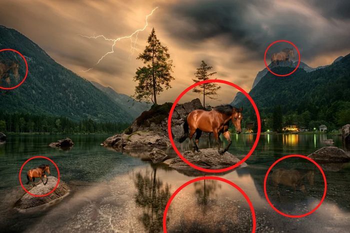 Jumlah kuda yang sebenarnya di gambar tes psikologi. 
