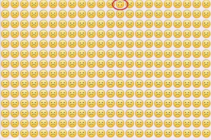 Letak emoji yang aneh dalam gambar tes IQ.