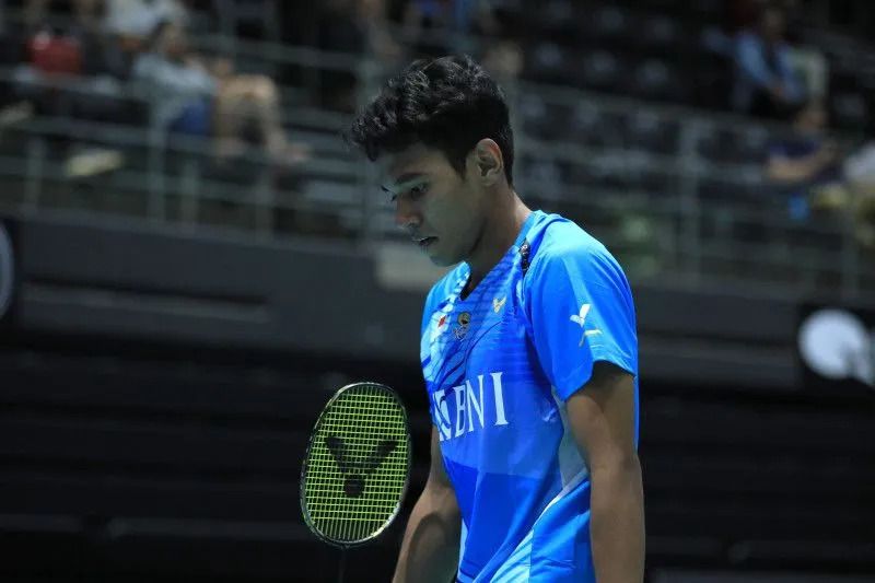 Aksi pebulutangkis tunggal putra Chico Aura Dwi Wardoyo pada perempat final Indonesia Masters 2023