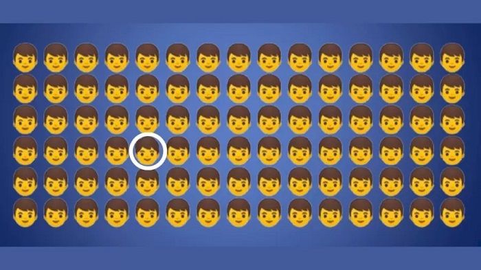 Letak satu emoji yang berbeda.*