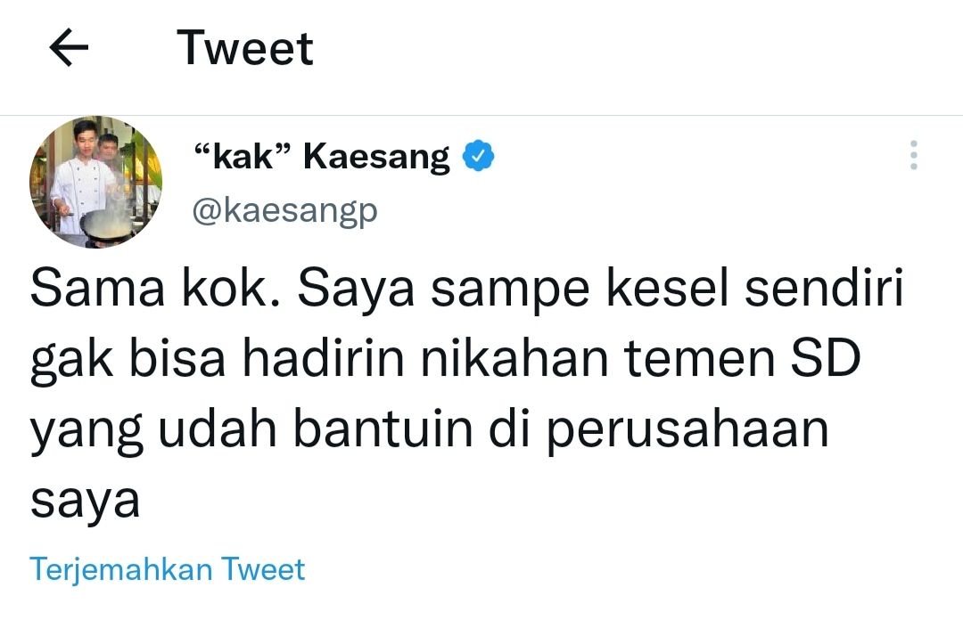 Cuitan Kaesang Pangarep di Twitter