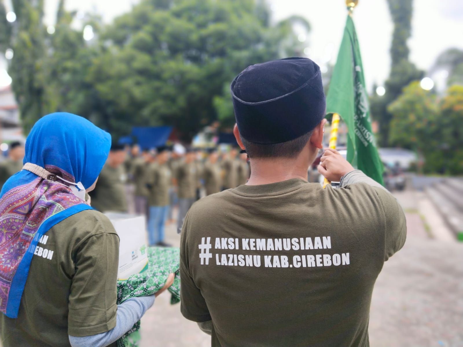 Relawan NU Care-LAZISNU Kabupaten Cirebon menggelar apel siaga untuk aksi peduli membantu korban gempa bumi di Cianjur.