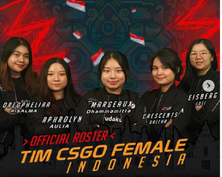 Official Roster Tim CS GO Female Indonesia wakil di IESF WEC 2022. 