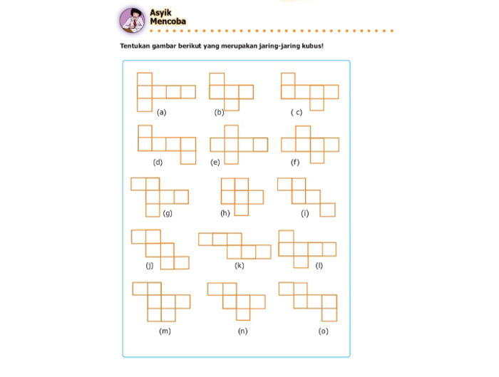 Kunci Jawaban Matematika Kelas 5 SD Halaman 191: Menentukan Gambar yang Termasuk Jaring-Jaring Kubus