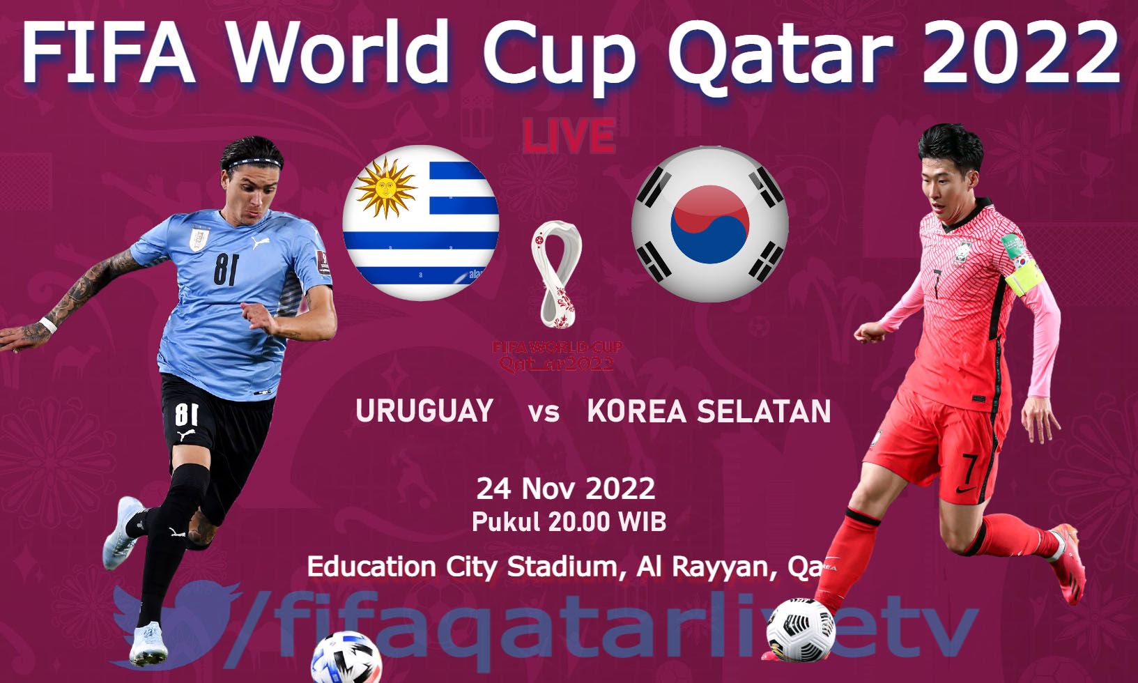 Link Live Streaming Pertandingan Uruguay Vs Korea Selatan Di Piala Dunia 2022 Qatar.