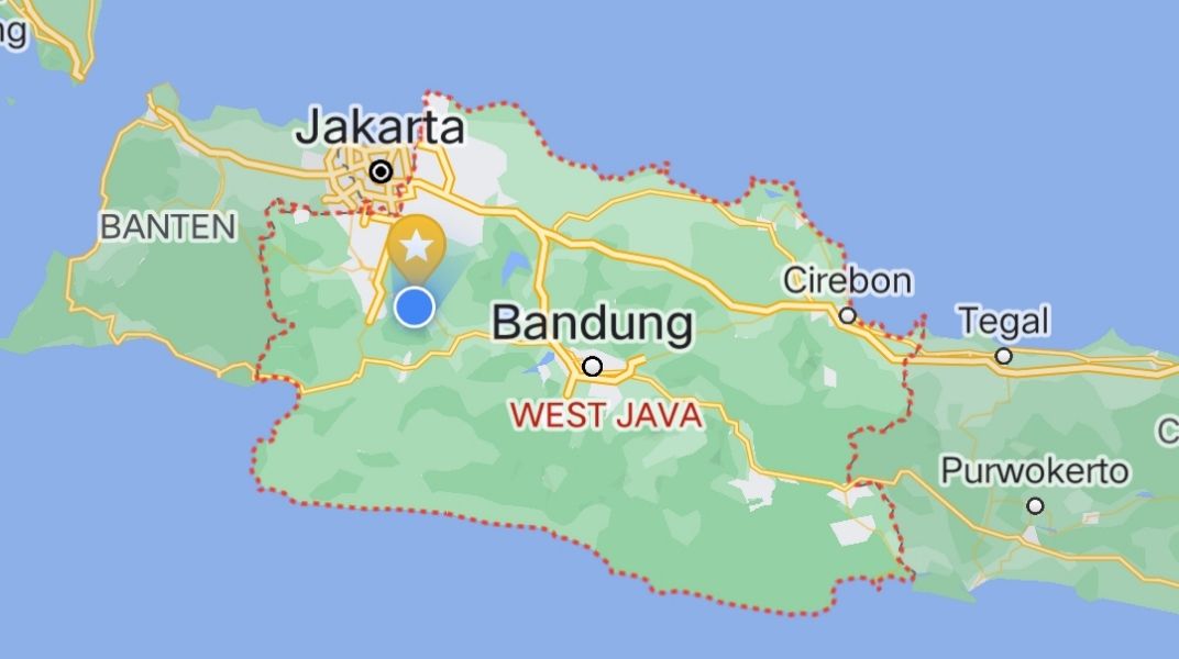 Google Maps Jawa Barat Dilingkari warna merah.
