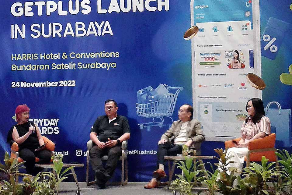 Talkshow di acara launching GetPlus di Surabaya pada Kamis, 24 November 2022 di Surabaya.