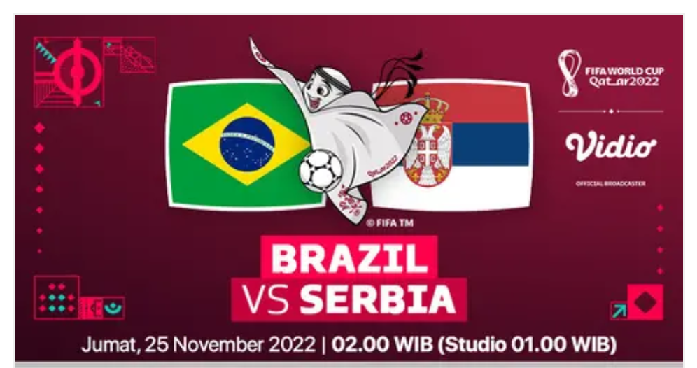 Link Live Streaming Brasil vs Serbia di Piala Dunia 2022 Qatar, Jumat 25 November 2022 Pkl 02.00 WIB