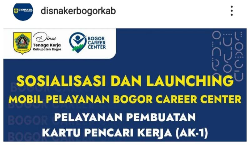  Pelayanan kartu  pencari kerja keliling online Kab Bogor di Ciseeng.
