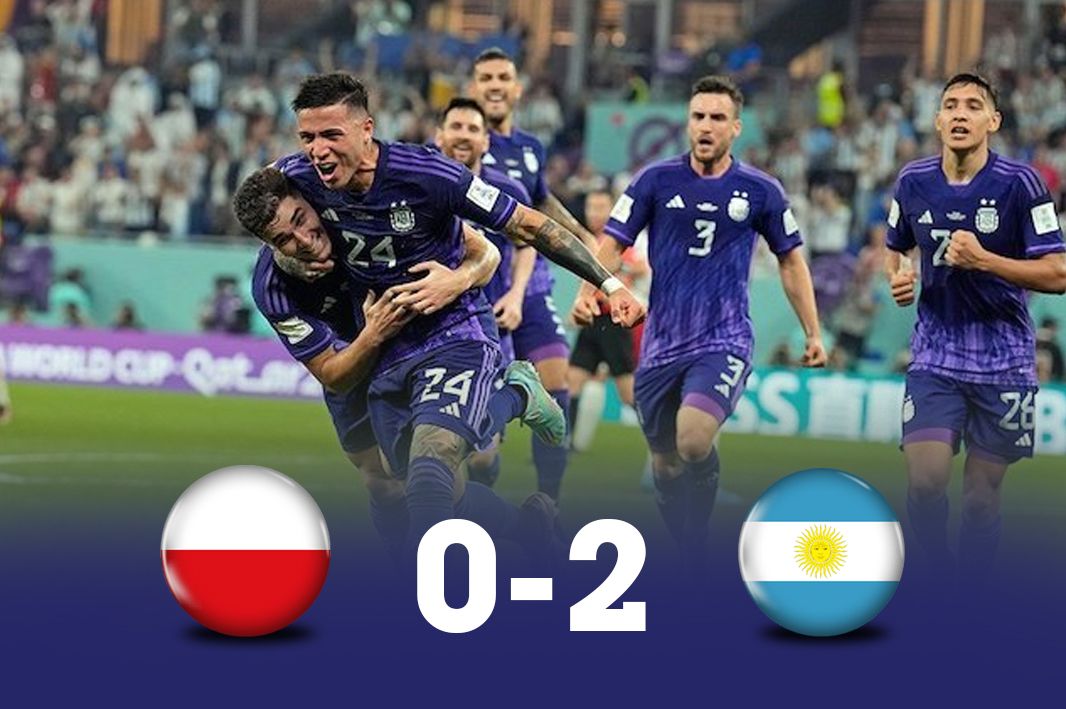 hasil Piala Dunia tadi pagi, Argentina menang 2-0 atas Polandia
