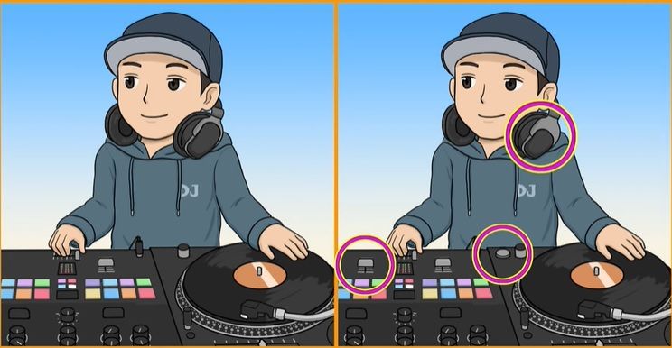 Letak tiga perbedaan pada gambar DJ ini.*