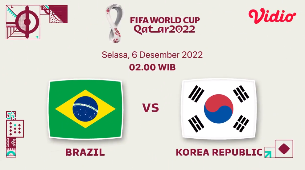 Link LIVE STREAMING Brasil vs Korea Selatan Pukul 02.00 WIB di Piala Dunia 2022 Qatar Langsung Klik di Sini Sekarang