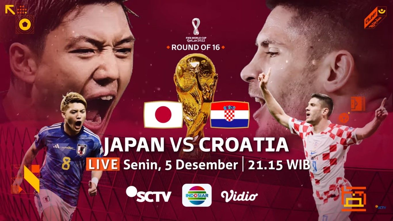 LINK STREAMING Jepang vs Kroasia Pukul 22.00 WIB di Piala Dunia 2022 Qatar via TV Online, Klik di Sini!