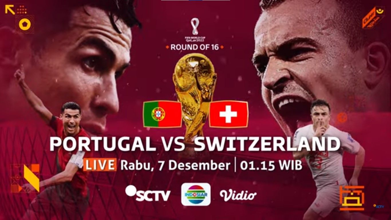 Prediksi skor, line up pemain, statistik, dan head to head Portugal vs Swiss, akan bertemu di pertandingan terakhir fase gugur 16 besar Piala Dunia 2022.