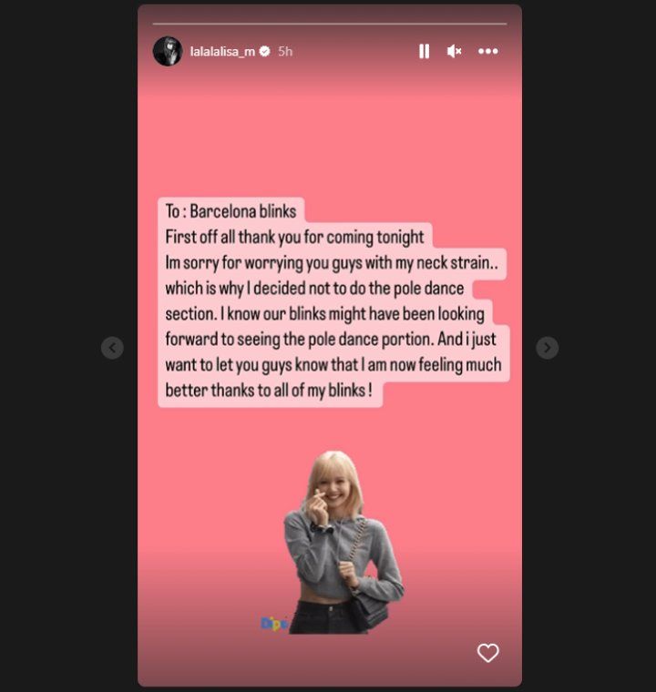 Lisa BLACKPINK Minta Maaf Kepada Fans di Barcelona, Bongkar Alasan Tak Lakukan Pole Dance
