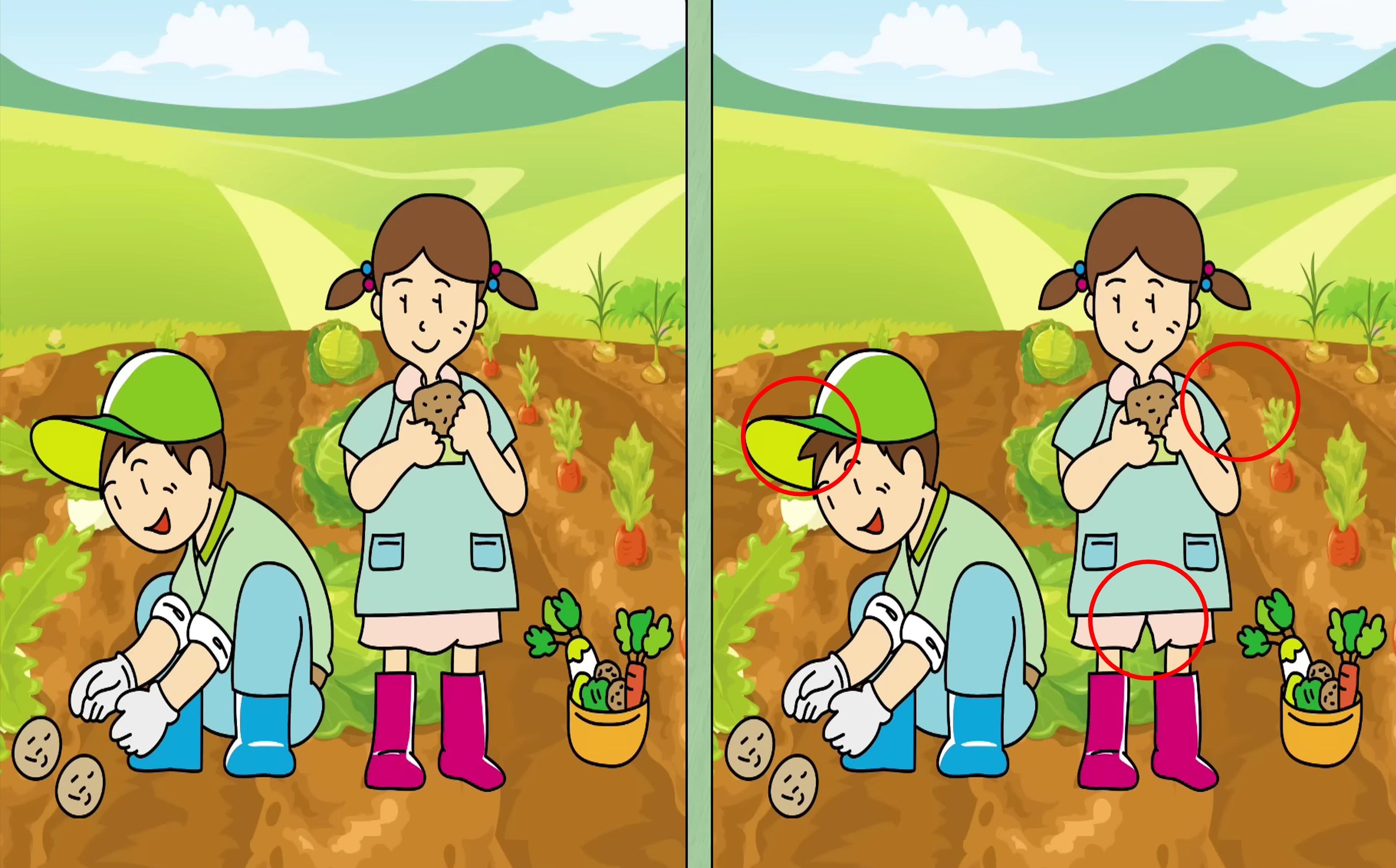 Letak tiga perbedaan pada gambar dua petani ini.*