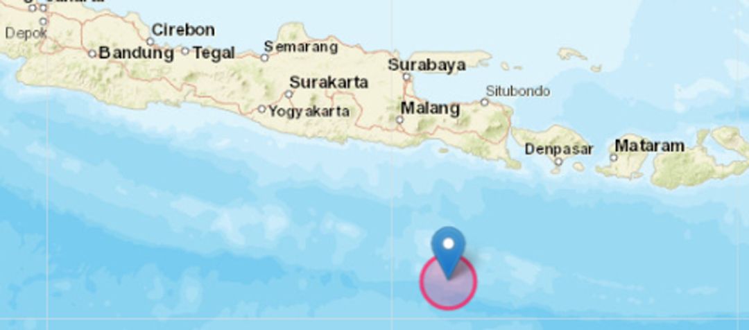 Titik gempa bumi berada di Jember, Jawa Timur