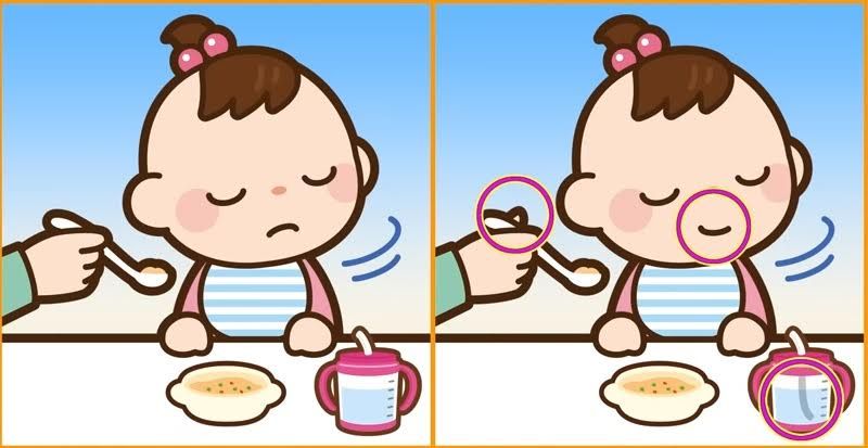 Jawaban tes IQ dalam menemuakn perbedaan gambar bayi yang tidak mau makan ini. 
