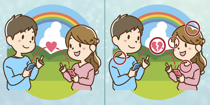 Letak lima perbedaan pada gambar pasangan kekasih ini.*