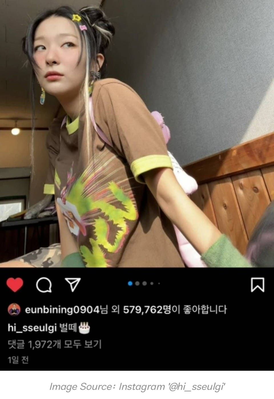 Park Eun Bin menyukai foto Seulgi Red Velvet di Instagram.