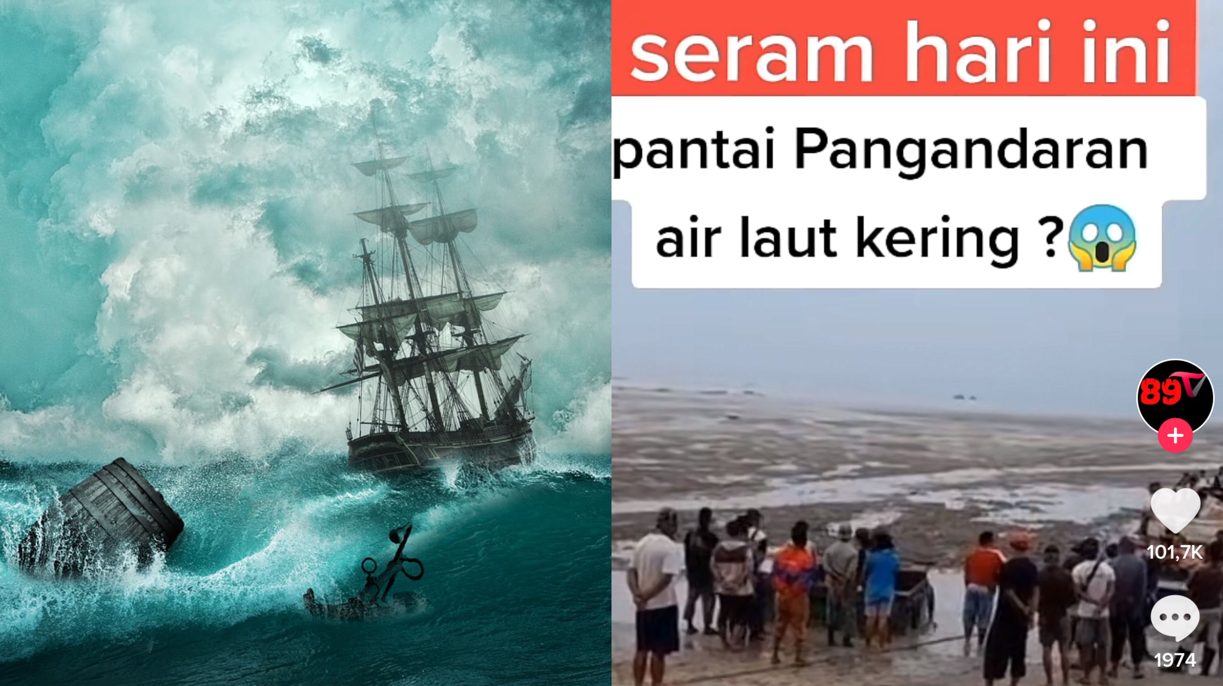 Penampakan pantai Pangandaran kering, diisukan akan terjadi tsunami