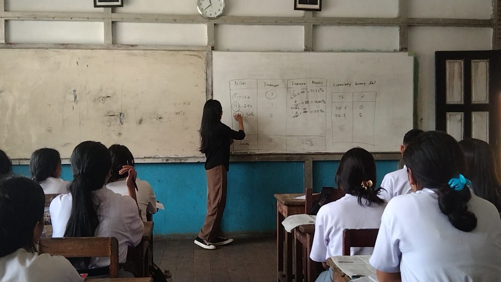 Satu di antara mahasiswa IKIP PGRI Pontianak yang mengikuti PLP 2 sedang praktek mengajar di kelas