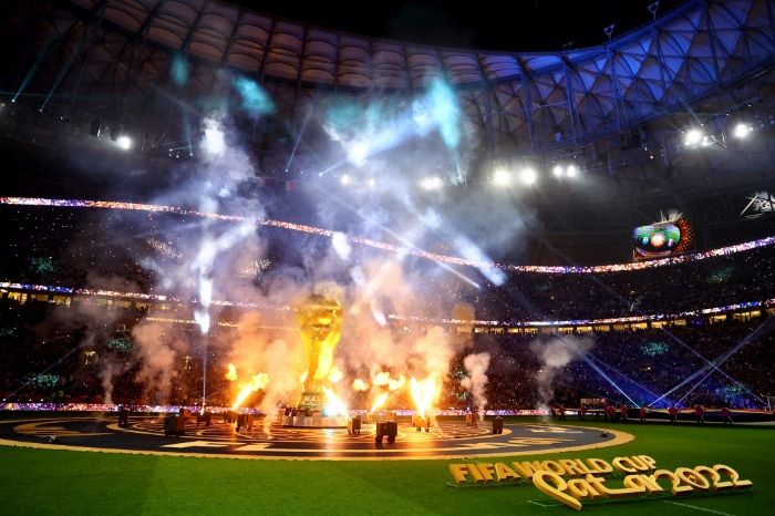 Pemandangan umum saat upacara penutupan sebelum pertandingan. Sepak Bola - Piala Dunia FIFA Qatar 2022 - Final - Argentina v Prancis - Stadion Lusail, Lusail, Qatar - 18 Desember 2022. 