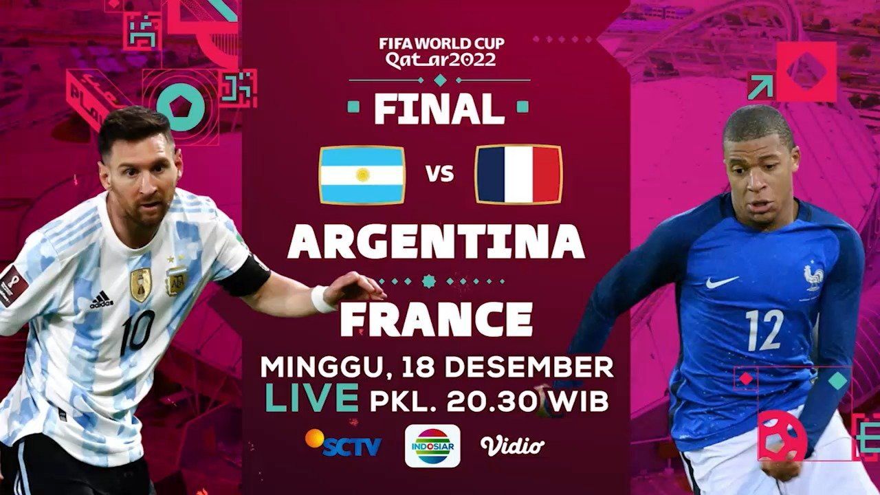 link live streaming Argentina vs France hari ini Minggu 18 Desember 2022