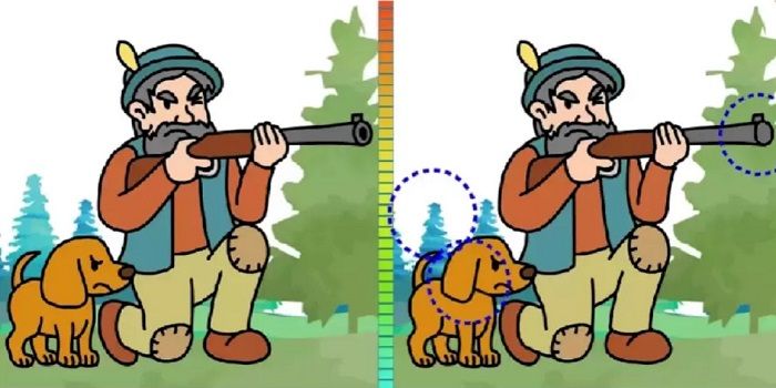 Perbedaan pada gambar pemburu.