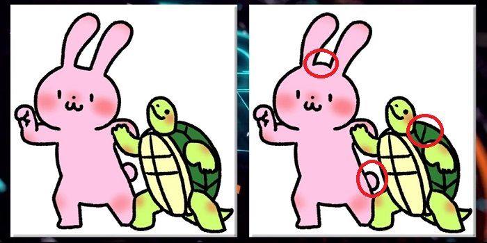 Perbedaan pada gambar kelinci dan kura-kura di tes IQ.