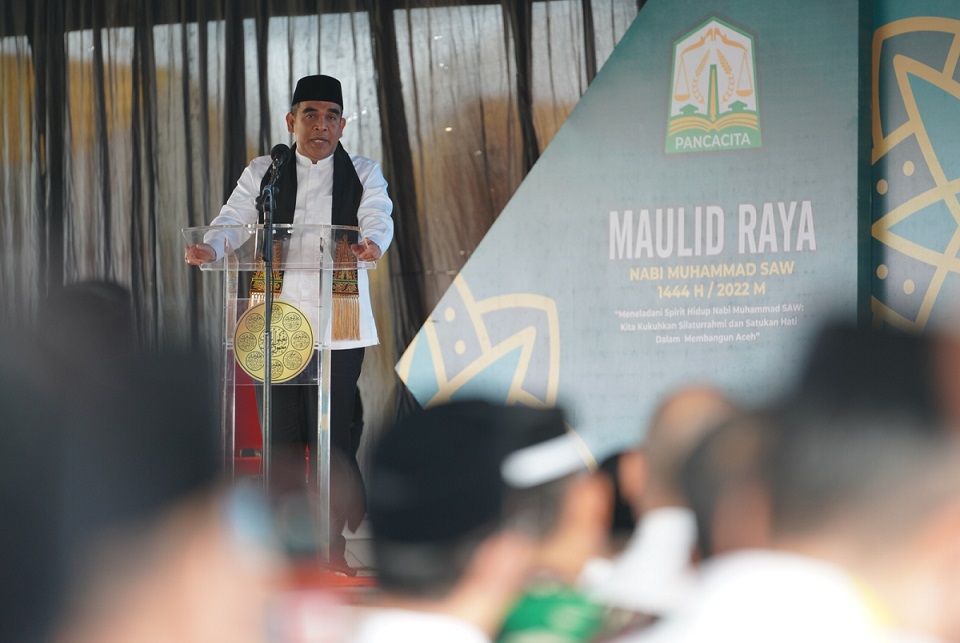 Wakil Ketua MPR Ahmad Muzani menghadiri acara Maulid Raya di kompleks Wali Nanggroe, Aceh, Selasa (20/12/2022). Foto: Gerindra
