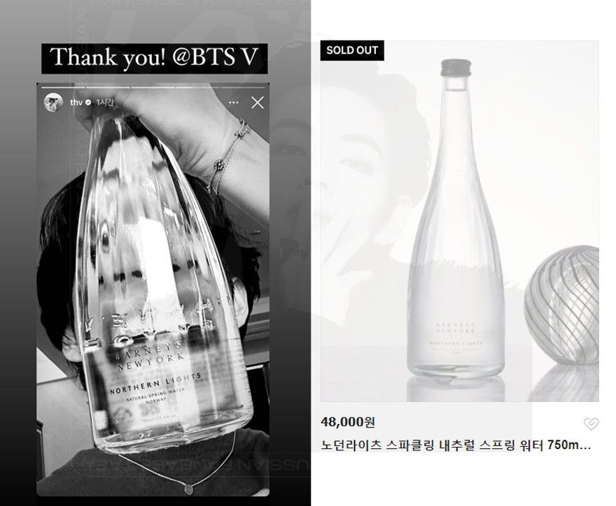Spring water yang habis terjual dalam sekejap usai fotonya diunggah oleh V BTS.
