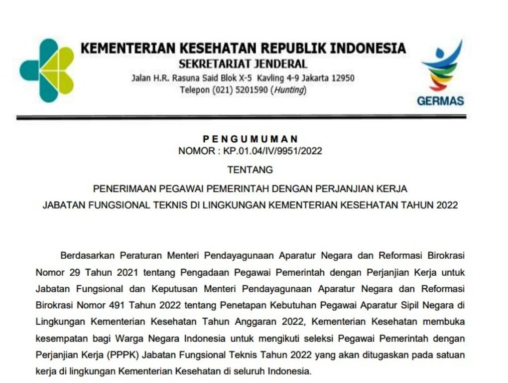 JADWAL DAN SYARAT SELEKSI PPPK CPNS PROVINSI KABUPATEN KOTA KEMENTERIAN