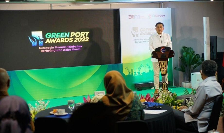 Chief Executive Officer Krakatau International Port, Akbar Djohan dalam acara Anugerah Green Port Awards 2022 di Lantai 2 Gedung Kemenko Marves Jl Thamrin, Jakarta, Rabu (28/12/2022). Foto: KIP