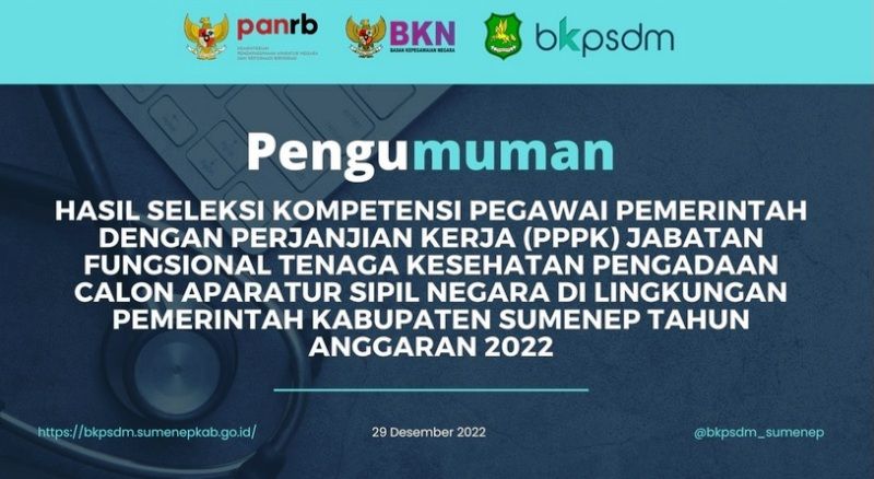 Pengumuman hasil seleksi PPPK Tenaga Kesehatan 2022