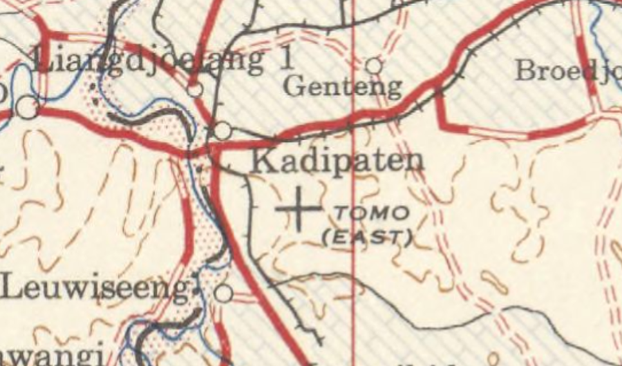 Peta lokasi lapangan terbang di Kadipaten, Majalengka tahun 1944.